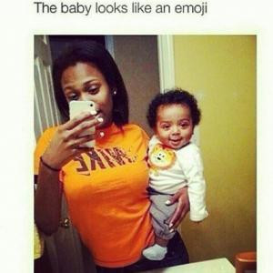 The baby looks like an Emoji