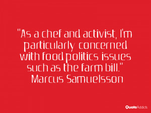 As a chef and activist, I'm particularly concerned with food politics ...