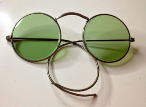 ... Green Tinted Lenses - Antique 1930's Windsor Style Glasses - John