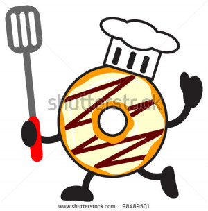 illustration funny of cartoon donuts chef character - stock vector