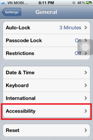 Scroll down to the bottom and tap on Accessibility