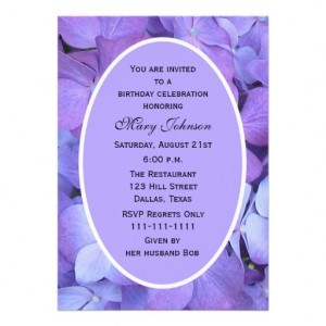 Adult Birthday Party Invitations -- Hydrangea from Zazzle.com