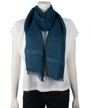 Love Quotes Italian Linen/Lurex Scarf with Eyelash Fringe (Nile)