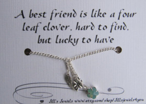 Best Friend Lucky Charm Necklace and Friendship Quote Inspirational ...