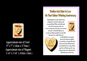 ... & SISTER IN LAW 25TH TO 70TH WEDDING ANNIVERSARY CARD & MAGNET GIFT