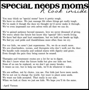 Heartfelt poem for Special Needs moms (and dads)