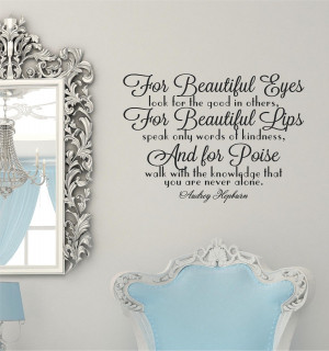 Beautiful eyes Audrey Hepburn Vinyl Decor Wall Lettering Words Quotes ...