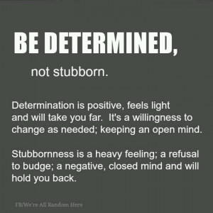 ve been stubborn all my life. Now I'm determined!