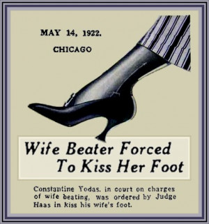 ... of wifebeating, was ordered by Judge Haas to kiss his wife’s foot
