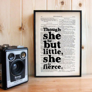 Quote Though she be but little Typographic Art on Vintage Shakespeare ...