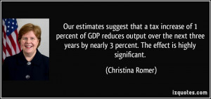 Our estimates suggest that a tax increase of 1 percent of GDP reduces ...