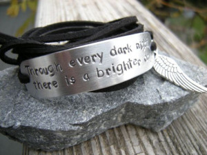 Gift for a Friend, Comforting Quote bracelet, Wing charm, Stamped ...