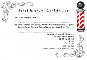 Babys First Haircut Certificate Template