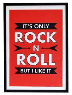 ROCK N ROLL Screen Print Poster - Rolling Stones - Retro Music Lyrics ...