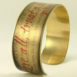 ... Few Literary Quote - Shakespeare Quote SLIM Brass Cuff Bracelet