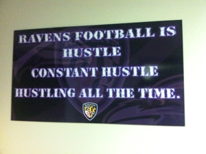 Ravens football is hustle. Constant hustle.” Then on the back it ...