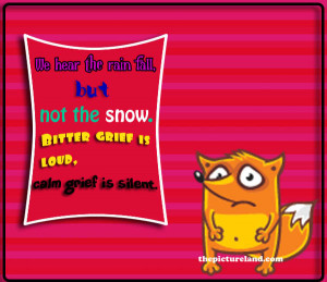 Sorrow Quotes And Sayings WIth Cartoon Fox In Red Background