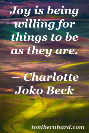 Zen teacher Charlotte Joko Beck was so down to earth. I quote her in ...