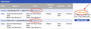 ... same ticket-same dates on Qatar Airways . Way to go Kuwait Airways