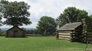 Reproductions of cabins used by soldiers at Valley Forge. It seems ...