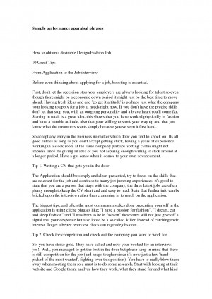 Sample performance appraisal phrases (DOC) by craigeasting
