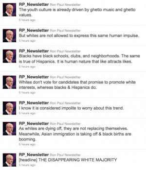 ... 500 Twitter account of the day: quotes from Ron Paul’s racist ass