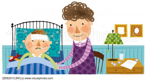 Caring For The Sick Clipart Mother taking care of sick son