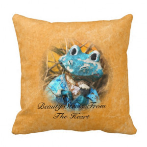 Inspirational Quotes You Are Beautiful Frog Prince Throw Pillows