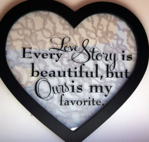 Love Story Quote Wall Decor in Heart Shape Frame. $20.00, via Etsy.