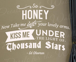 Details about Ed Sheeran Honey Take Me Thinking Out Loud Vinyl Wall ...