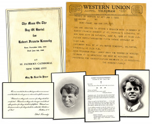 Lot -- Kennedy Family Telegram, Funeral Mass Program & Ethel Kennedy ...