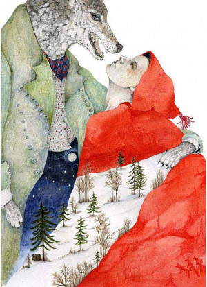 Wolf and Red Riding Hood Print illustration by ChasingtheCrayon