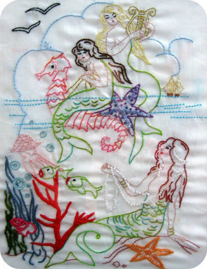 Vintage Mermaids. Embroidery.