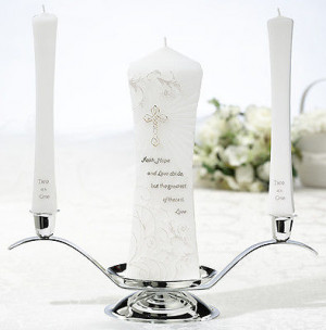 ... Christian Wedding Unity Candle and Tapers Set White Wedding Unity