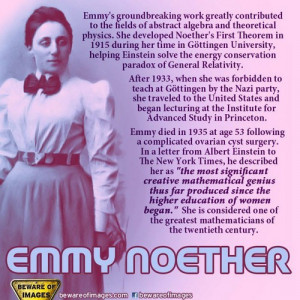 Feminism Mathematician and Scientist Happy birthday Amalie Emmy Noeth