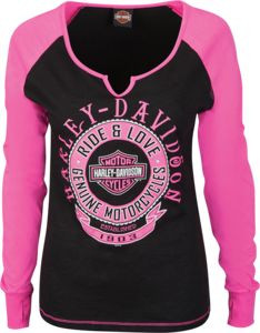 Harley-Davidson® Shirt, Longsleeve Women's, Black & Pink More