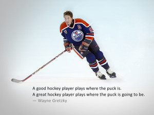 Good Hockey Players Plays Where The Puck Is. A Great Hockey Player ...