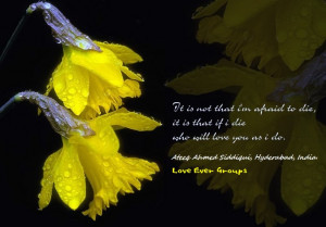 It Is Not That I´m Afraid To Die , it is that i die who will love you ...