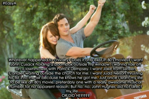 This is sooo ME! I just want the love story like an 80's movie!