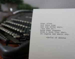 Hafiz of Shiraz Sun Quote Typed on Typewriter - 4x6 White Cardstock ...