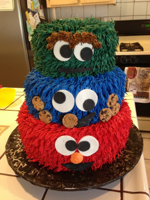 Sesame Street cake Oscar the grouch, Cookie Monster, and Elmo: Diy ...