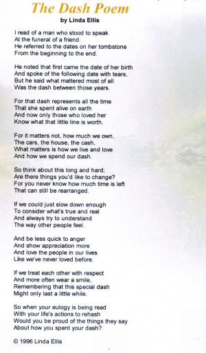 the dash poem printable | The Dash Poem_Linda Ellis | Blessed be the ...