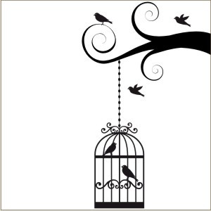 Birdcage Wall Decal | Vinyl Stencil-birdcage, bird, bird cage, vinyl ...