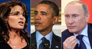 ... Palin (left), Barack Obama and Vladimir Putin are pictured. | Getty