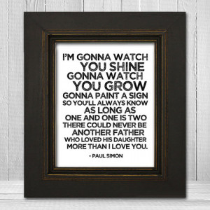 Song Lyrics Nursery Print 11x14 - Father & Daughter Nursery Print ...