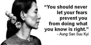 Motivational Wallpaper with Quote By Aung san suu Kyi on Fears: You ...