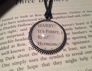 Handmade Harry Potter Ron Hermione book quote glass dome necklace on ...