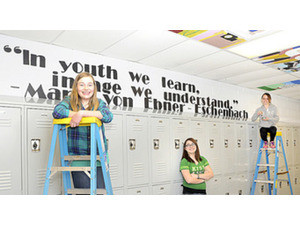 ... paint inspirational quotes on hallway walls at Cambridge Middle School