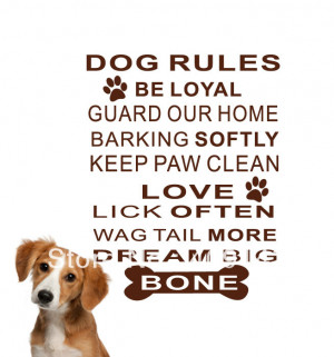 Dog Rules Paw Prints Dream bone vinyl art quote Wall Sticker Decal ...