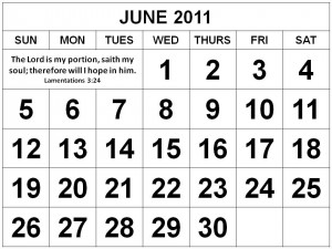 ... this Free Christian Monthly Calendar 2011 June with Bible verses